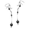 Left And Right Long Dangle Gray Hematite Sphere Ear Cuff Wrap Set