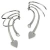 Pierceless Left And Right Short Wave Heart And Cubic Zirconia Ear Cuff