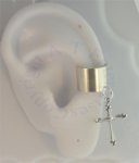 Left or Right Nonpiercing Dangling Larger Cross Charmed Ear Cuff