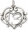 Number 13 Inside Of Heart With Scrolls Birthday Charm