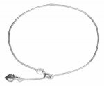 9" 1mm Snake Chain Anklet Ankle Bracelet 7mm Puffed Heart Tail D