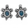 Southwest Inlaid Blue Turquoise Chips Turtle Post Earrings