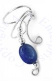 Right Only Blue Kyanite Flat Round Bead Wave Ear Cuff Wrap