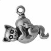 3D Fluffy Kitty Cat With Long Tail On Christmas Ornament Charm