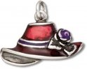 Enameled Red Hat With Purple Flower Charm