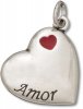 Love Amor Heart Shaped Charm With Small Red Heart