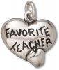 FAVORITE TEACHER Heart With Apple Charm
