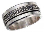 Men's Wide 9.5mm Band Greek Key Spinner Ring