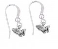 3D Mini Religious Christian Praying Hands Dangle French Wire Earrings