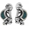 Southwest Inlaid Blue Turquoise Chips Dancing Kokopelli Post Earrings