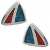 Southwest Inlaid Blue Turquoise Chips Mountain Design Post Earrings