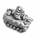 Sterling Silver 3D Tank Charm