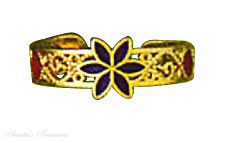 Enameled Center Flower 14k Yellow Gold Filigree Toe Ring Enameled Center Flower 14k Yellow Gold Filigree Toe Ring