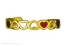 Enameled Hearts And Cutout Hearts 14k Yellow Gold Toe Ring - Click Image to Close