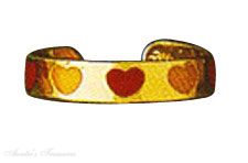 Enameled Hearts 14k Yellow Gold Toe Ring - Click Image to Close