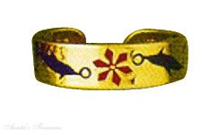 14k Yellow Gold Enameled Playing Dolphins Animal Beach Toe Ring 14k Yellow Gold Enameled Playing Dolphins Animal Beach Toe Ring