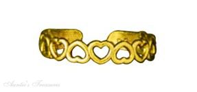 14k Yellow Gold Thin Adjustable Hearts Band Toe Ring 14k Yellow Gold Thin Adjustable Hearts Band Toe Ring