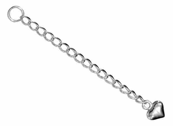 2" Inch Curb Chain Ankle Bracelet Extender Heart Split Ring 2" Inch Curb Chain Ankle Bracelet Extender Heart Split Ring