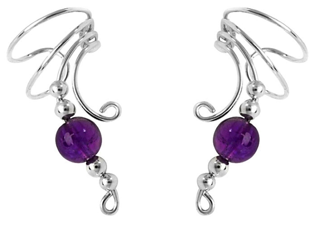 Purple Amethyst Bead Wave Ear Cuff Wrap Set Purple Amethyst Bead Wave Ear Cuff Wrap Set