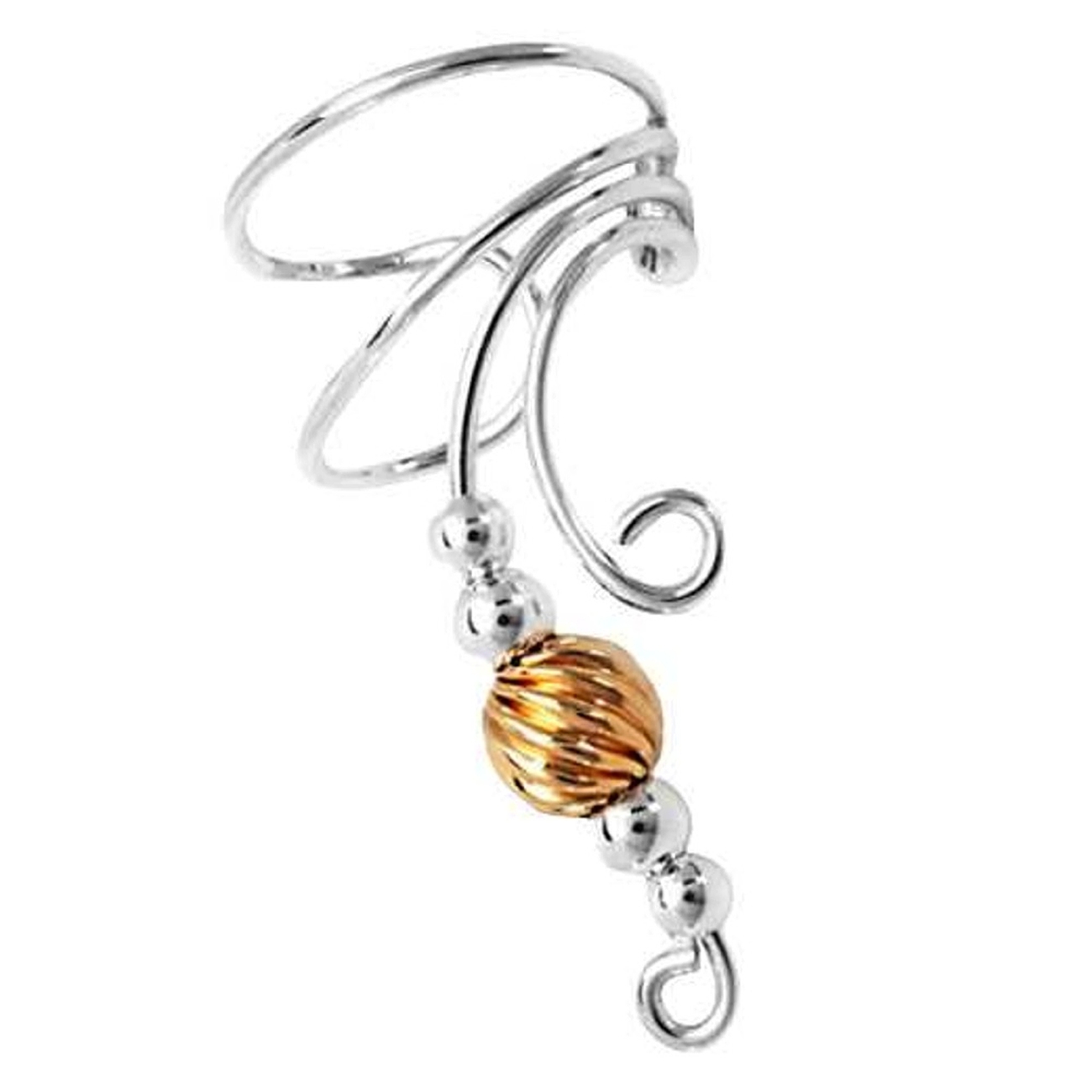 Right Only Long Curly Q Gold Filled Twist Bead Ear Cuff Right Only Long Curly Q Gold Filled Twist Bead Ear Cuff