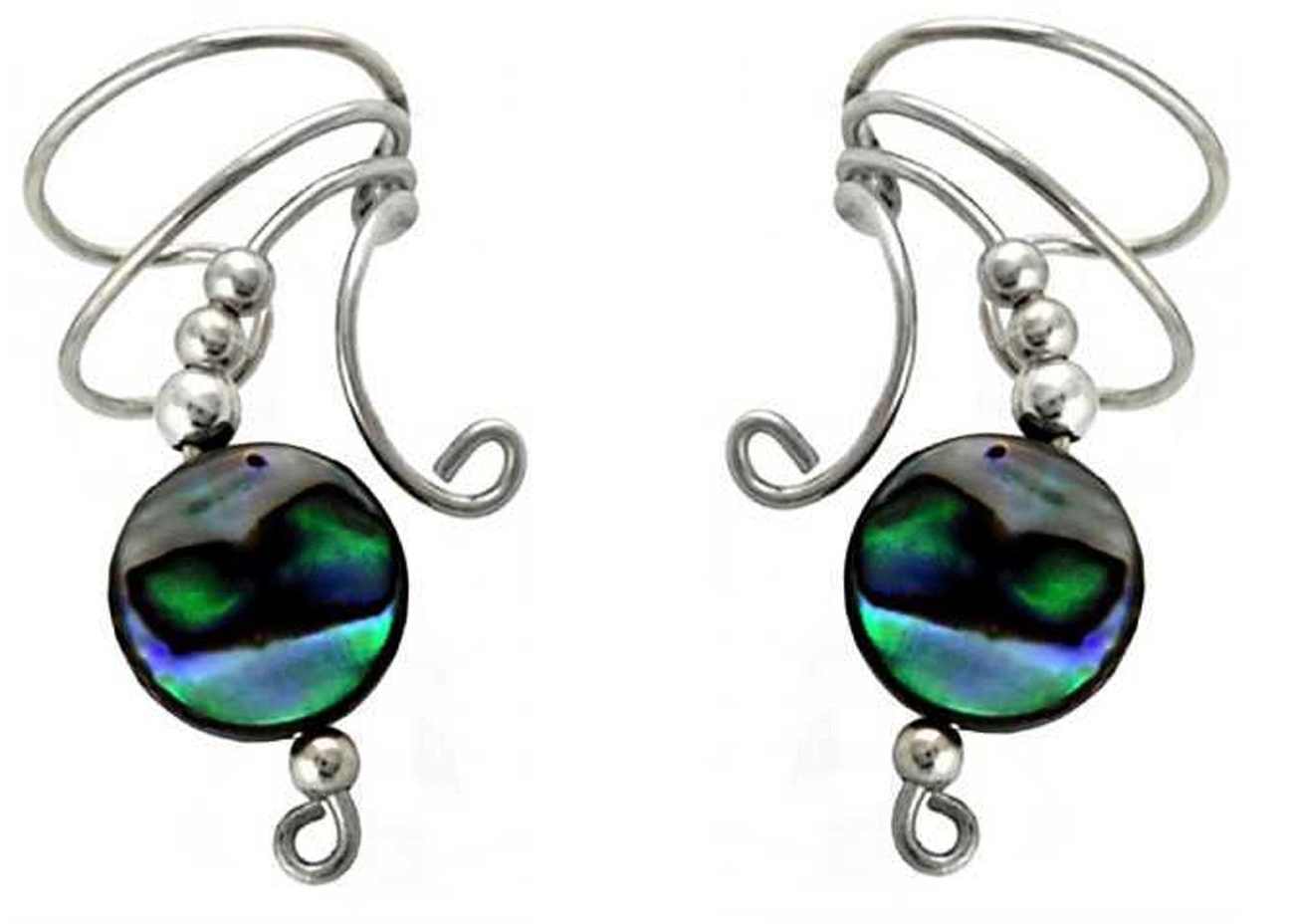 Paua Abalone Shell Round Button Bead Wave Ear Cuff Wrap Set Paua Abalone Shell Round Button Bead Wave Ear Cuff Wrap Set
