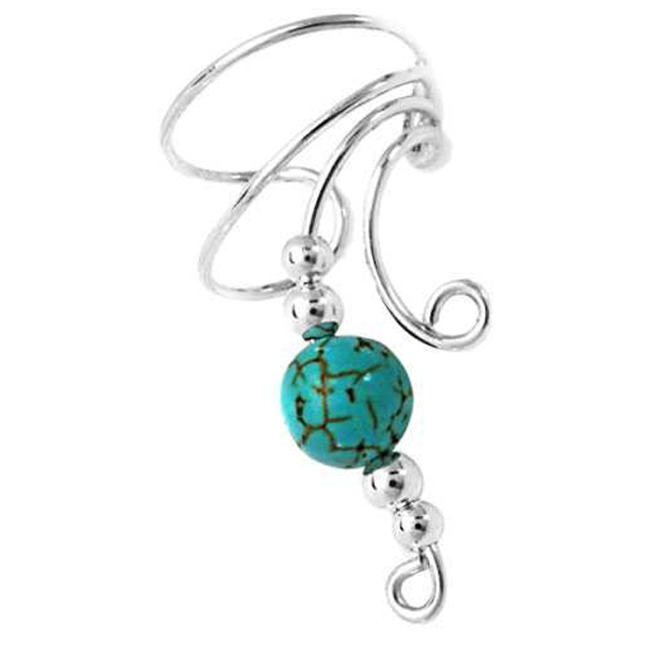 Right Only Curly Q Turquoise Bead Ear Cuff Right Only Curly Q Turquoise Bead Ear Cuff