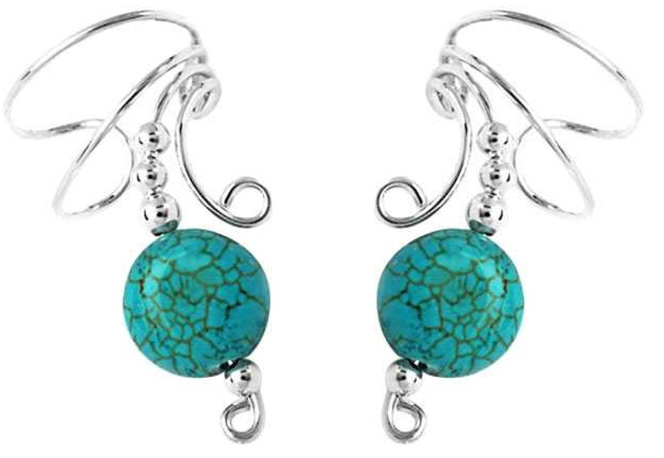 Turquoise Disc Wave Ear Cuff Wrap Set Turquoise Disc Wave Ear Cuff Wrap Set