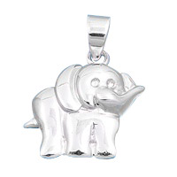 Sterling Silver Small Plain Full Face Elephant Pendant