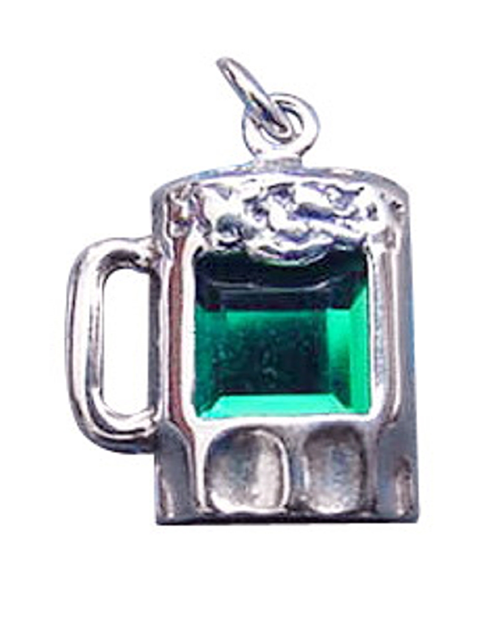 Sterling Silver Green Cubic Zirconia Mug Of Beer Charm Sterling Silver Green Cubic Zirconia Mug Of Beer Charm