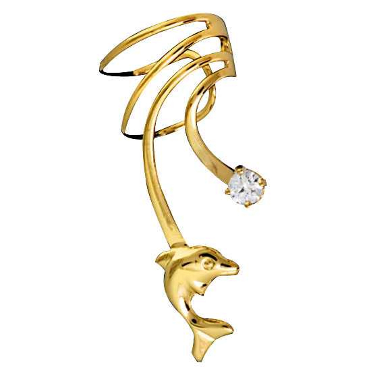 Gold Vermeil Right Only Small Dolphin With Cubic Zirconia Ear Cuff Gold Vermeil Right Only Small Dolphin With Cubic Zirconia Ear Cuff