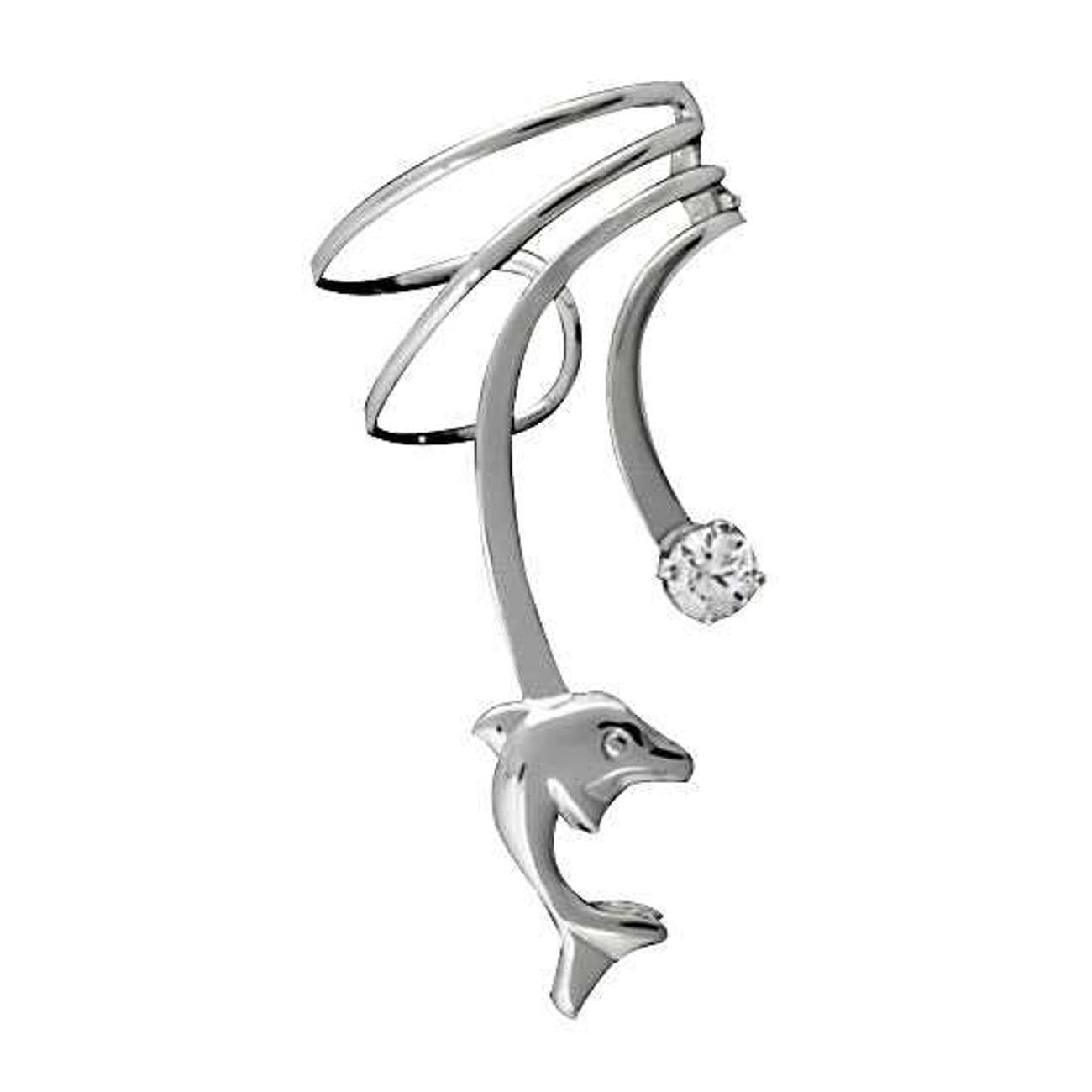 Pierceless Right Only Small Dolphin With Cubic Zirconia Ear Cuff Pierceless Right Only Small Dolphin With Cubic Zirconia Ear Cuff