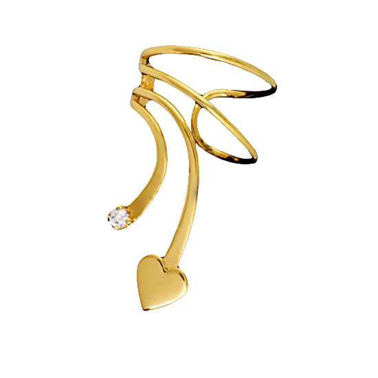 Gold Vermeil Left Only Short Wave Heart And Cubic Zirconia Ear Cuff Gold Vermeil Left Only Short Wave Heart And Cubic Zirconia Ear Cuff