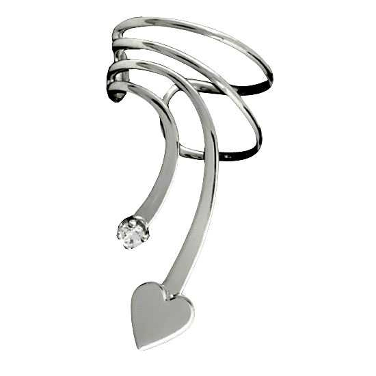 Pierceless Left Only Short Wave Heart And Cubic Zirconia Ear Cuff Pierceless Left Only Short Wave Heart And Cubic Zirconia Ear Cuff
