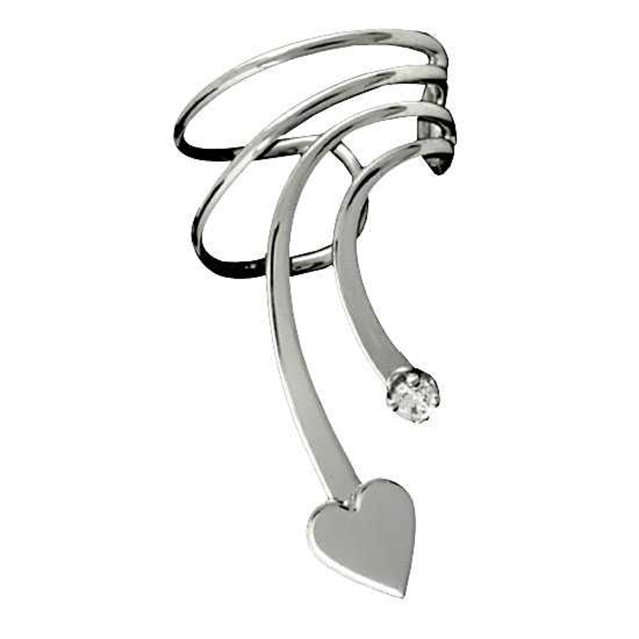 Pierceless Right Only Short Wave Heart And Cubic Zirconia Ear Cuff Pierceless Right Only Short Wave Heart And Cubic Zirconia Ear Cuff