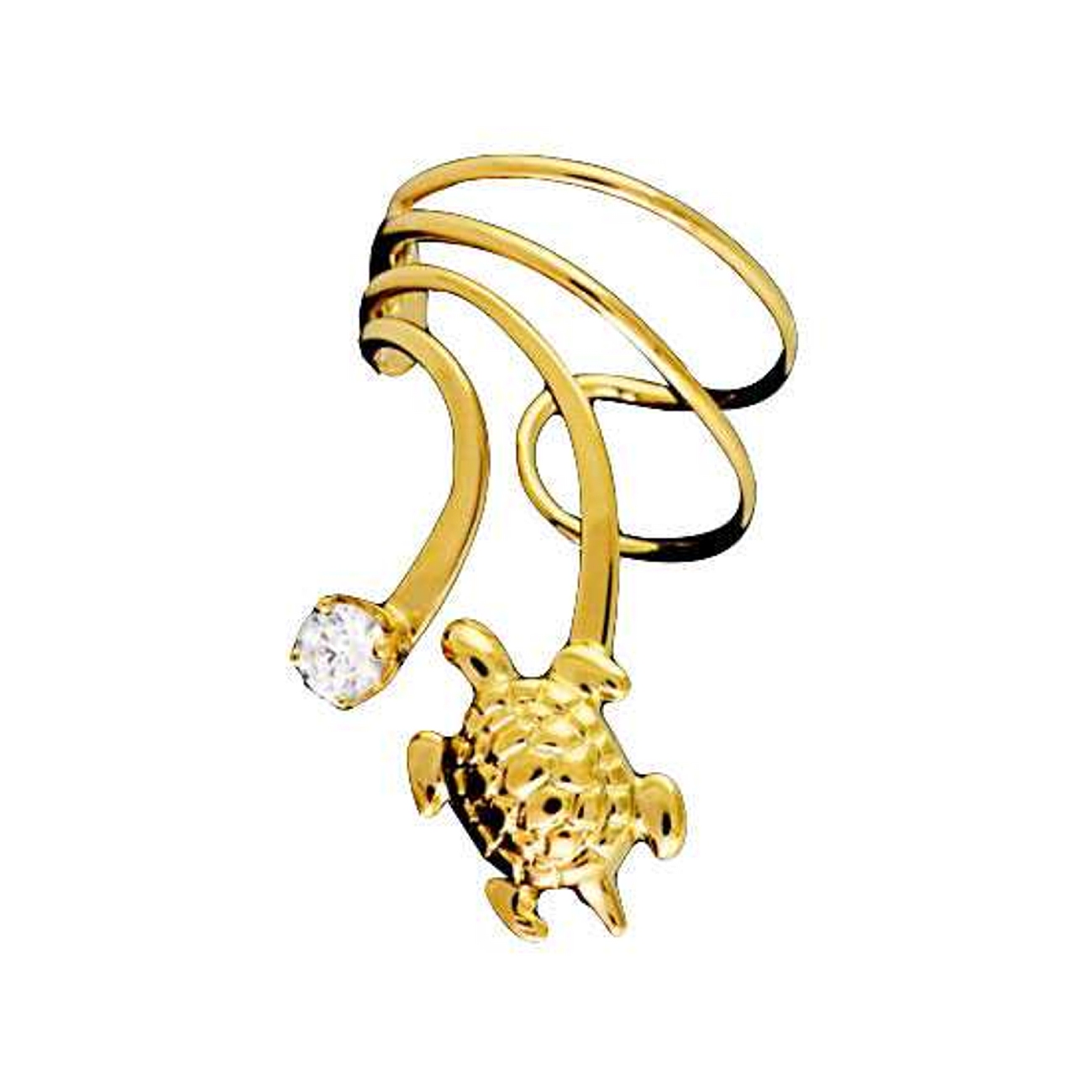 Vermeil Pierceless Left Only Turtle Cubic Zirconia Wave Ear Cuff Vermeil Pierceless Left Only Turtle Cubic Zirconia Wave Ear Cuff