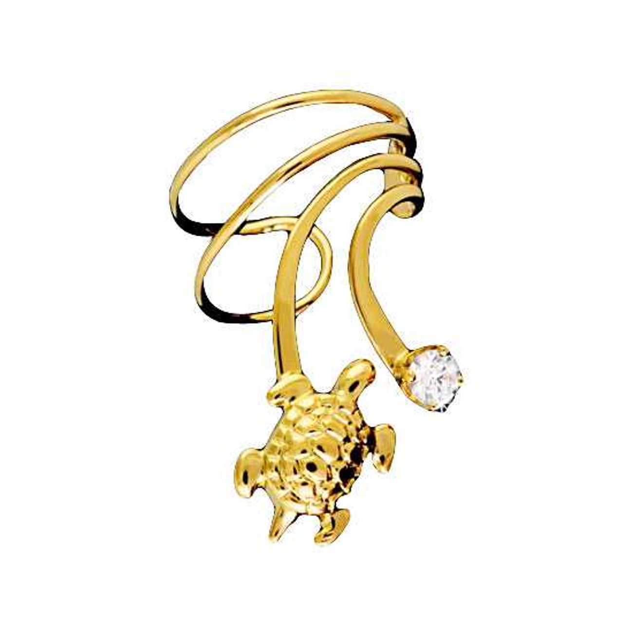 Vermeil Pierceless Right Only Turtle Cubic Zirconia Wave Ear Cuff Vermeil Pierceless Right Only Turtle Cubic Zirconia Wave Ear Cuff