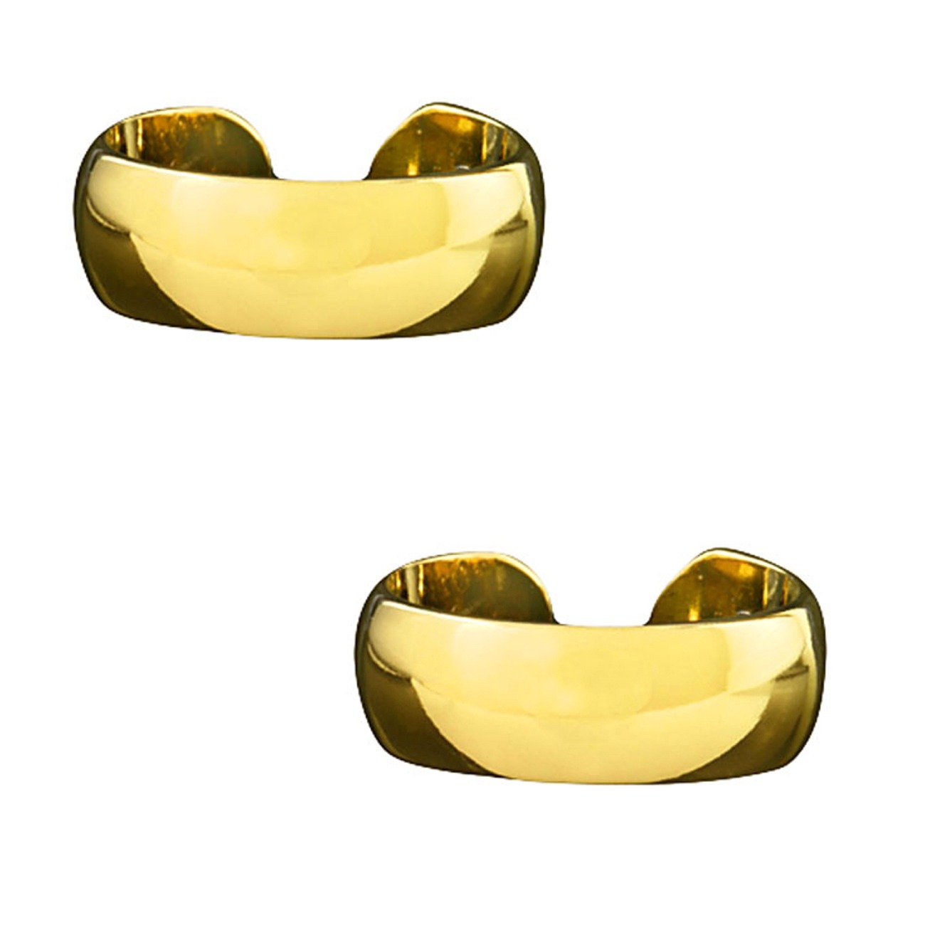 Gold Vermeil Pierceless Pair Left Or Right Plain Band Ear Cuffs Gold Vermeil Pierceless Pair Left Or Right Plain Band Ear Cuffs
