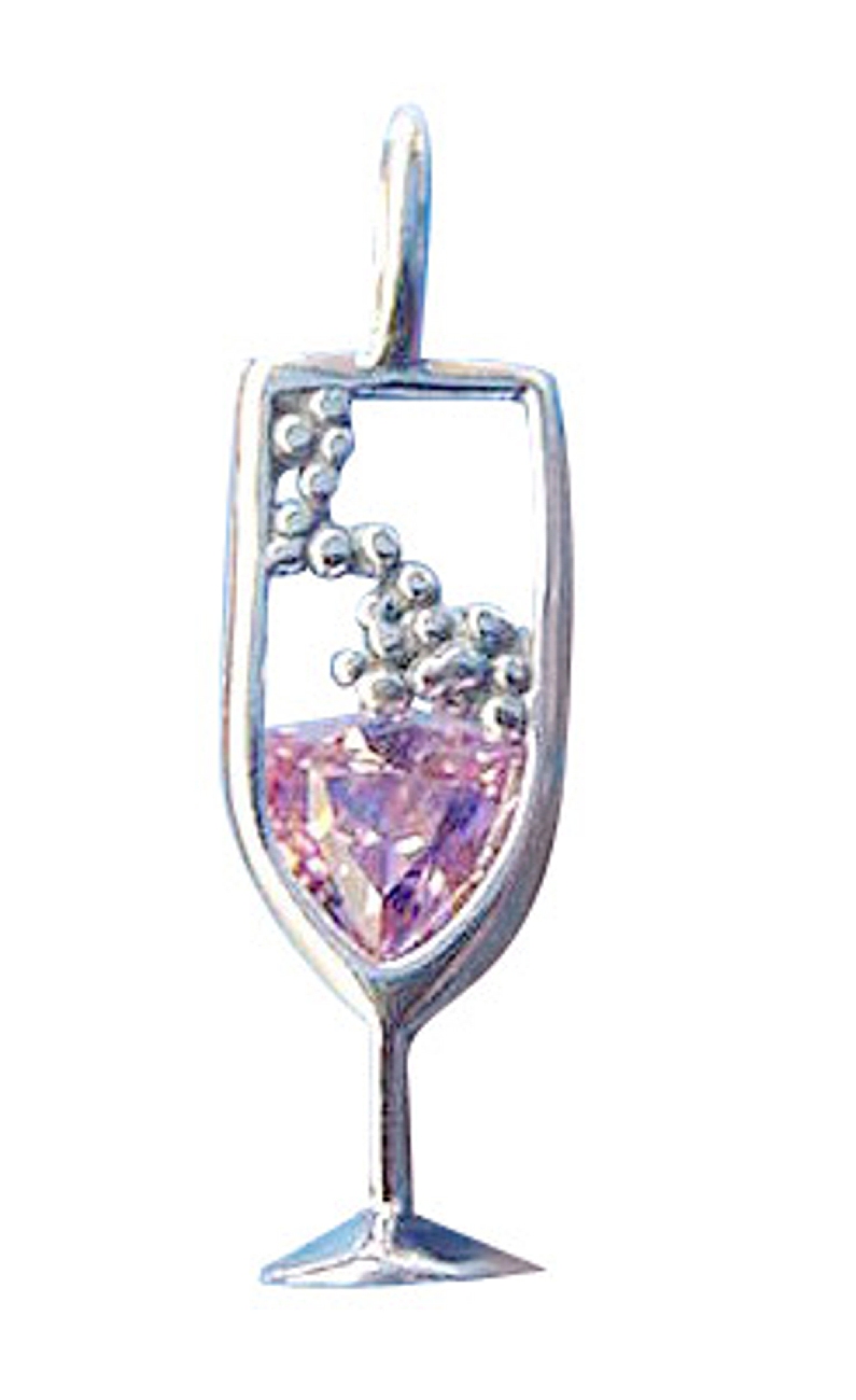 Sterling Silver Light Purple Cubic Zirconia Bubbly Champagne Charm Sterling Silver Light Purple Cubic Zirconia Bubbly Champagne Charm
