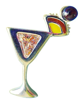 Sterling Silver Peach Cubic Zirconia Mai Tai Drink Pin Sterling Silver Peach Cubic Zirconia Mai Tai Drink Pin