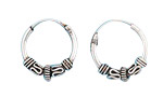 12mm Diameter Men's Center Circular Design Bali Endless Hoop Earrings