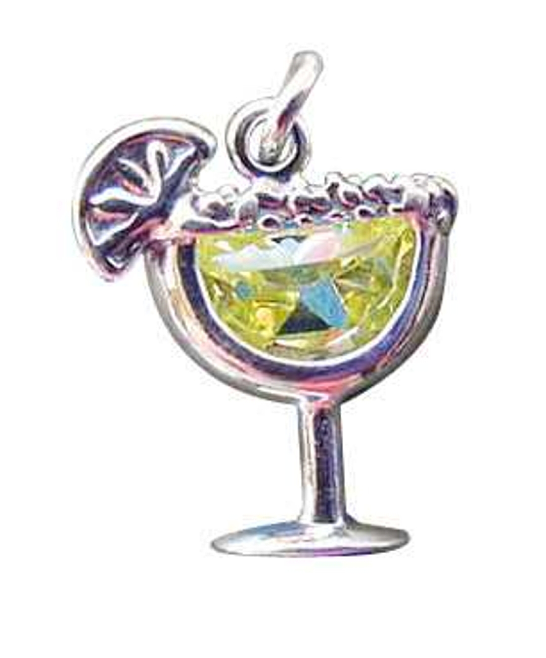 Sterling Silver Lemon-Lime Cubic Zirconia Cocktail Margarita Charm Sterling Silver Lemon-Lime Cubic Zirconia Cocktail Margarita Charm