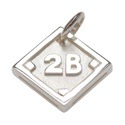 .950 Silver Softball Baseball Diamond Second Base Pendant .950 Silver Softball Baseball Diamond Second Base Pendant