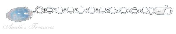 3" Skye Chain Ankle Bracelet Extender Clear Agate Stone 3" Skye Chain Ankle Bracelet Extender Clear Agate Stone