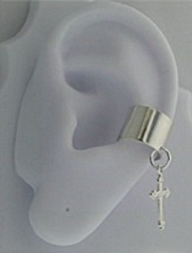 Left or Right Nonpiercing Dangling Cross Charmed Ear Cuff Left or Right Nonpiercing Dangling Cross Charmed Ear Cuff