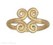 Gold Plated Double Wire Curled Ends Bypass Wrap Toe Ring