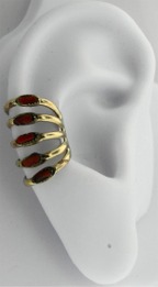 Left Or Right Gold Filled Five Row Band Ear Cuff Wrap Coral Stones