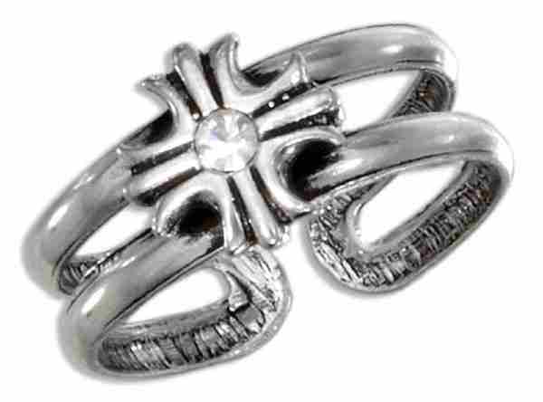 Clear Crystal Maltese Cross Open Shank Toe Ring Clear Crystal Maltese Cross Open Shank Toe Ring