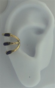 Left Or Right Sterling Silver Three Lapis Row Band Ear Cuff