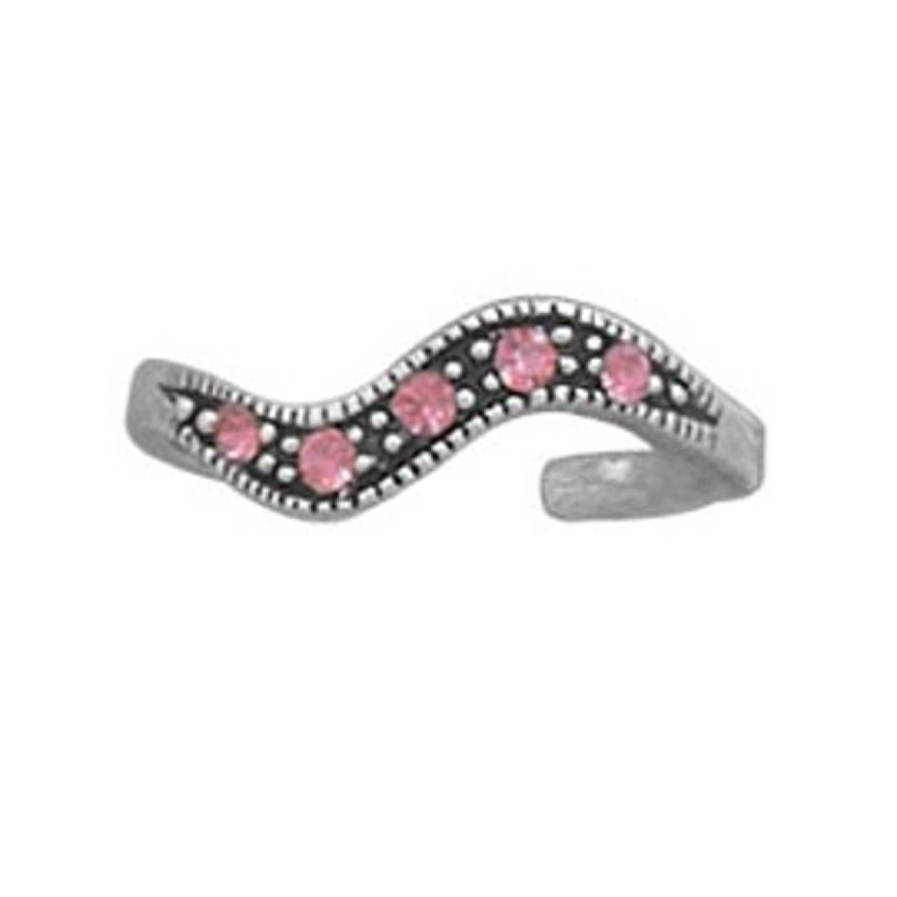 Pink Crystal Wave Band Adjustable Toe Ring Pink Crystal Wave Band Adjustable Toe Ring
