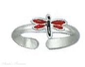Red Enameled Dragonfly Toe Ring